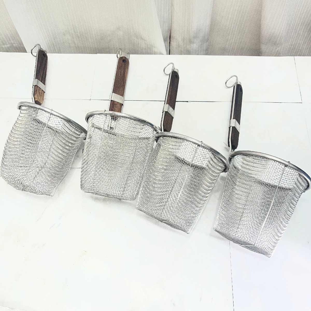 =M= ラーメンてぼ 4つまとめセット うどん揚げ 湯切り 直径140mm 内径125mm 厨房器具 業務用 =B-251143拍卖