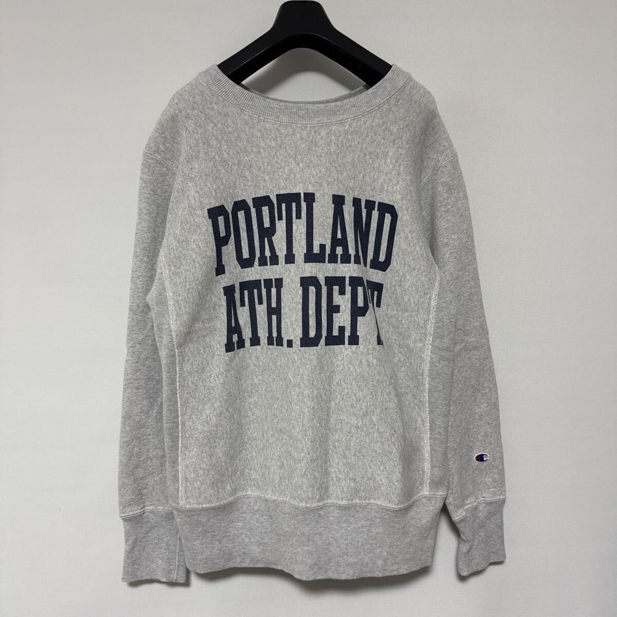 美品 Champion REVERSE WEAVE 2段 染み込み プリント スウェット シャツ L チャンピオン リバースウィーブ sweat 単色タグ 復刻拍卖