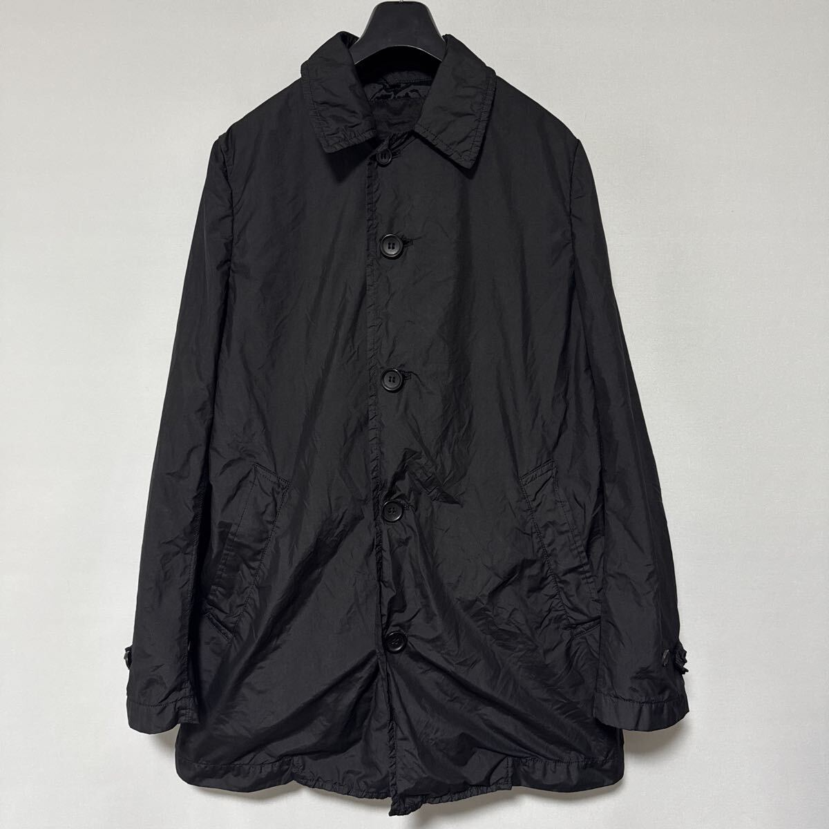 美品 AD 2015 COMME des GARCONS HOMME パッカリング ステンカラー コート XS ナイロン ポリ コムデギャルソン オム ブラック black 黒拍卖