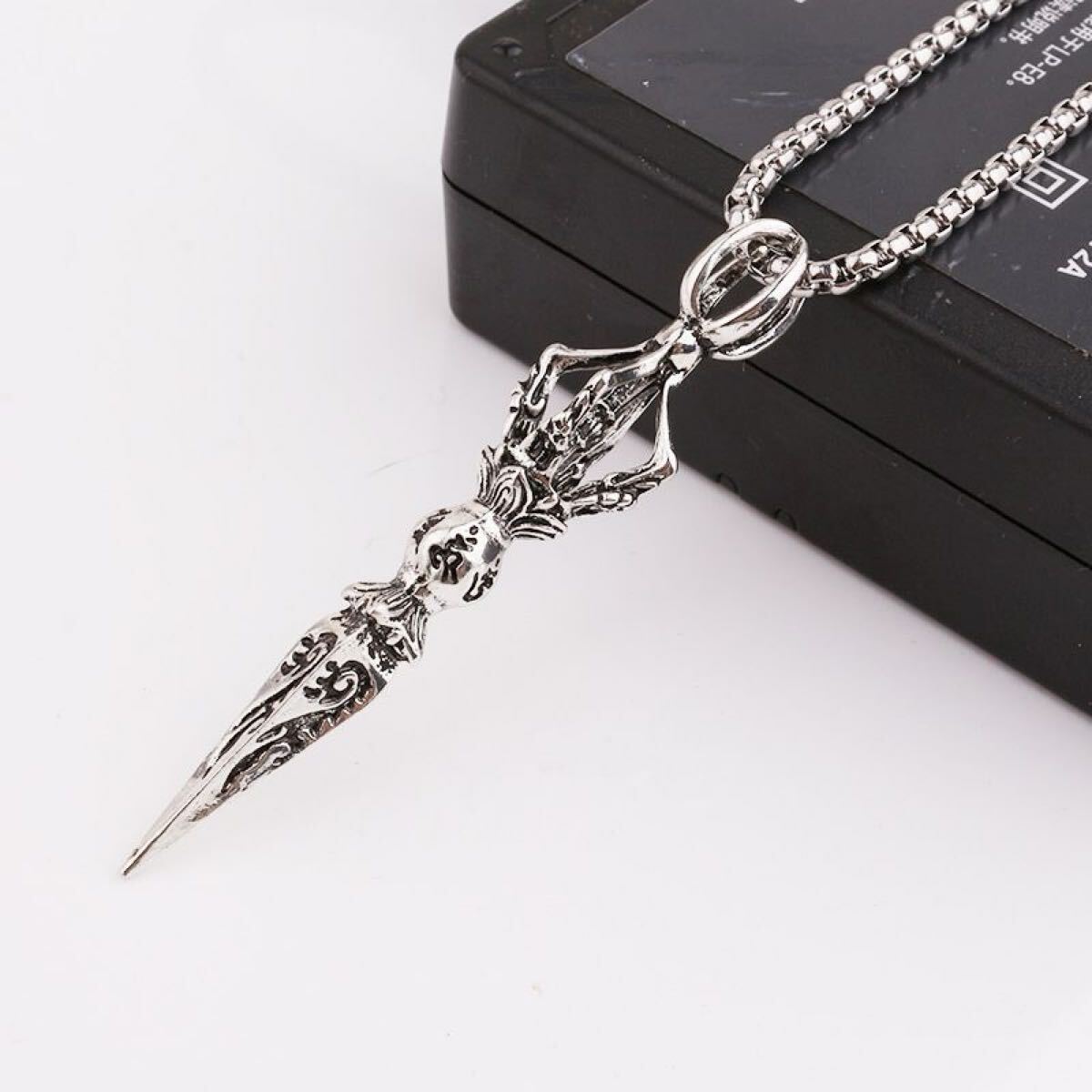 送料無料 仏教美術「密教法具 寺院用仏具」真言宗 金剛杵 仏教 サイズ7cm ネックレス ペンダント拍卖