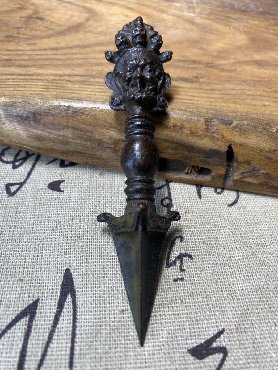 送料無料 「密教法具 寺院用仏具」真言宗 金剛杵 九鈷杵 仏教芸術品 金属工芸 磨き仕上げ サイズ9.5cm拍卖