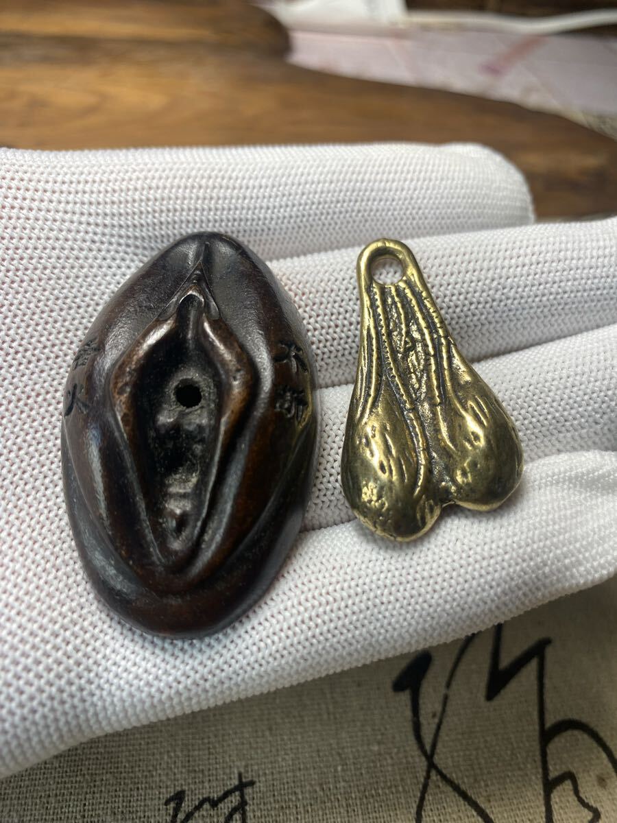 送料無料 古美術 古銅 厚重 香道具 置物 女陰 文鎮 金属工芸 アンティーク セット拍卖