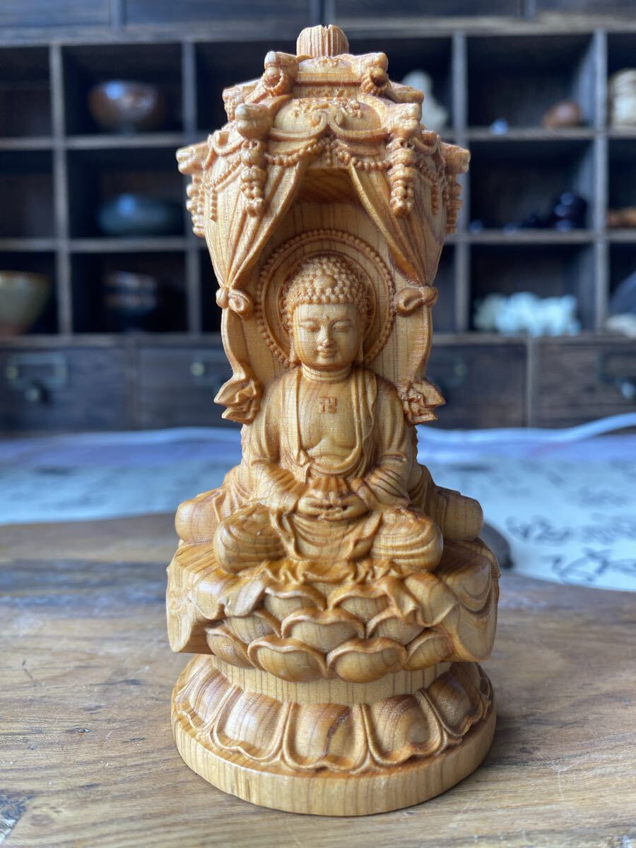 激安 仏像 置物 天然 崖柏木 木彫り仏像 西方三聖【観音菩薩 阿弥陀如来 勢至菩薩】彫刻仏像 仏壇仏像 祈る 厄除け拍卖