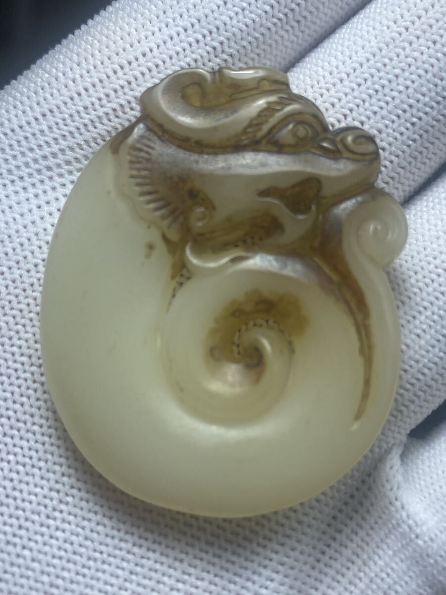 送料無料 古美術 古玉文化 紅山文化 玉豚龍 祭祀器 根付 提げ物 透かし彫り拍卖