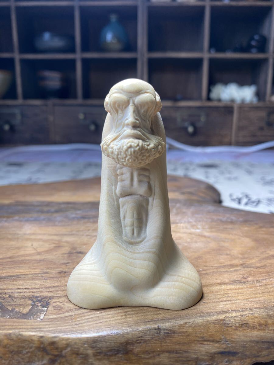 送料無料 仏教美術 柘植木彫り 達磨大師 達磨 天然木 縁起物 木彫 仏像 仏像 聖者像 禅 工芸品 オブジェ拍卖