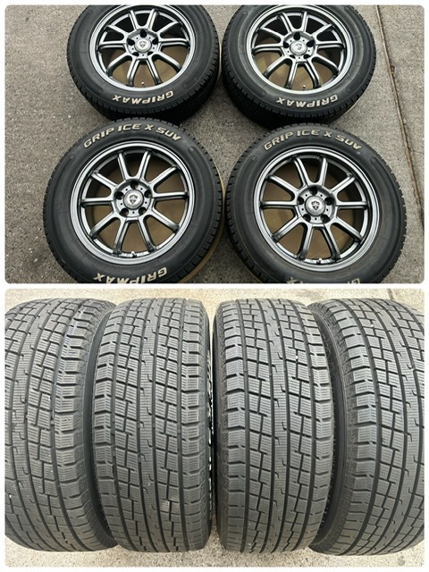 【送料無料】バリ山 114.3 5H ET38 17インチ スタッドレスホイールセット グリップマックス 中古品 アルファード ヴァルファイヤ 30系(F)拍卖