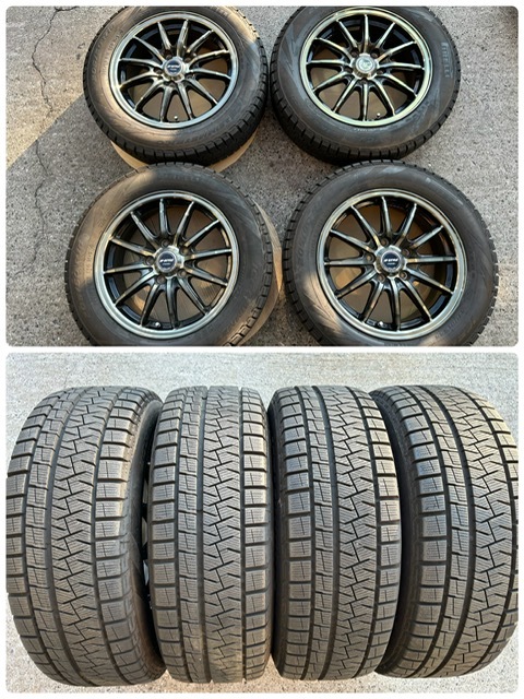 【送料無料】JP STYLE MONZA JAPAN 205/60R16 ピレリ アイスアシンメトリコ 中古スタッドレスタイヤホイールセット 114.3 6.5J ET40 (F)拍卖