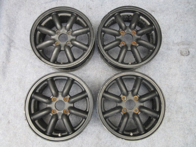 PCD100 ブラックレーシング 軽量 8スポーク 6J+40 14インチ ロードスター マーチ拍卖