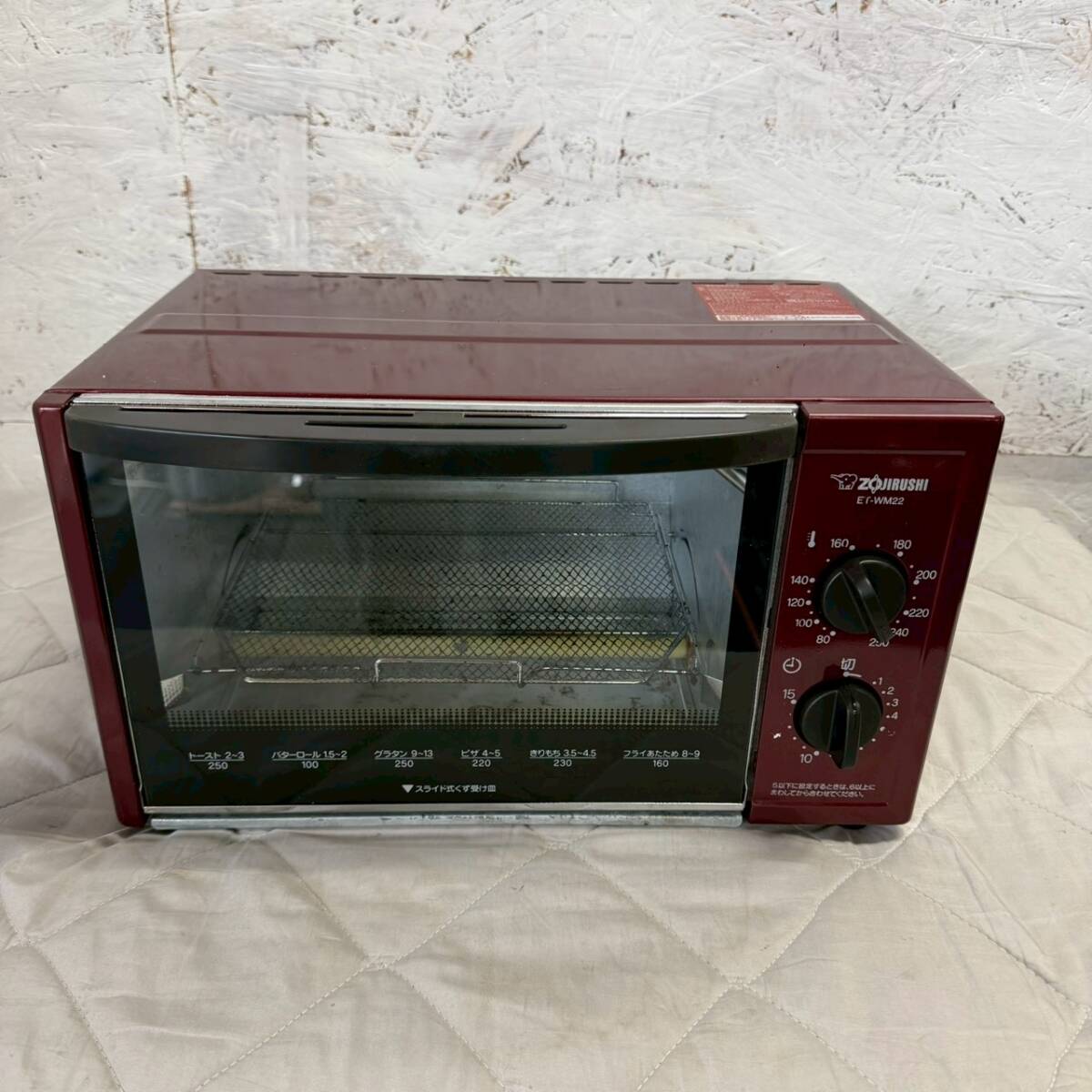 【ZOJIRUSHI】 象印 オーブントースター ET-WM22 2015年製 動作確認済み メタリックレッド こんがり倶楽部 A0793拍卖
