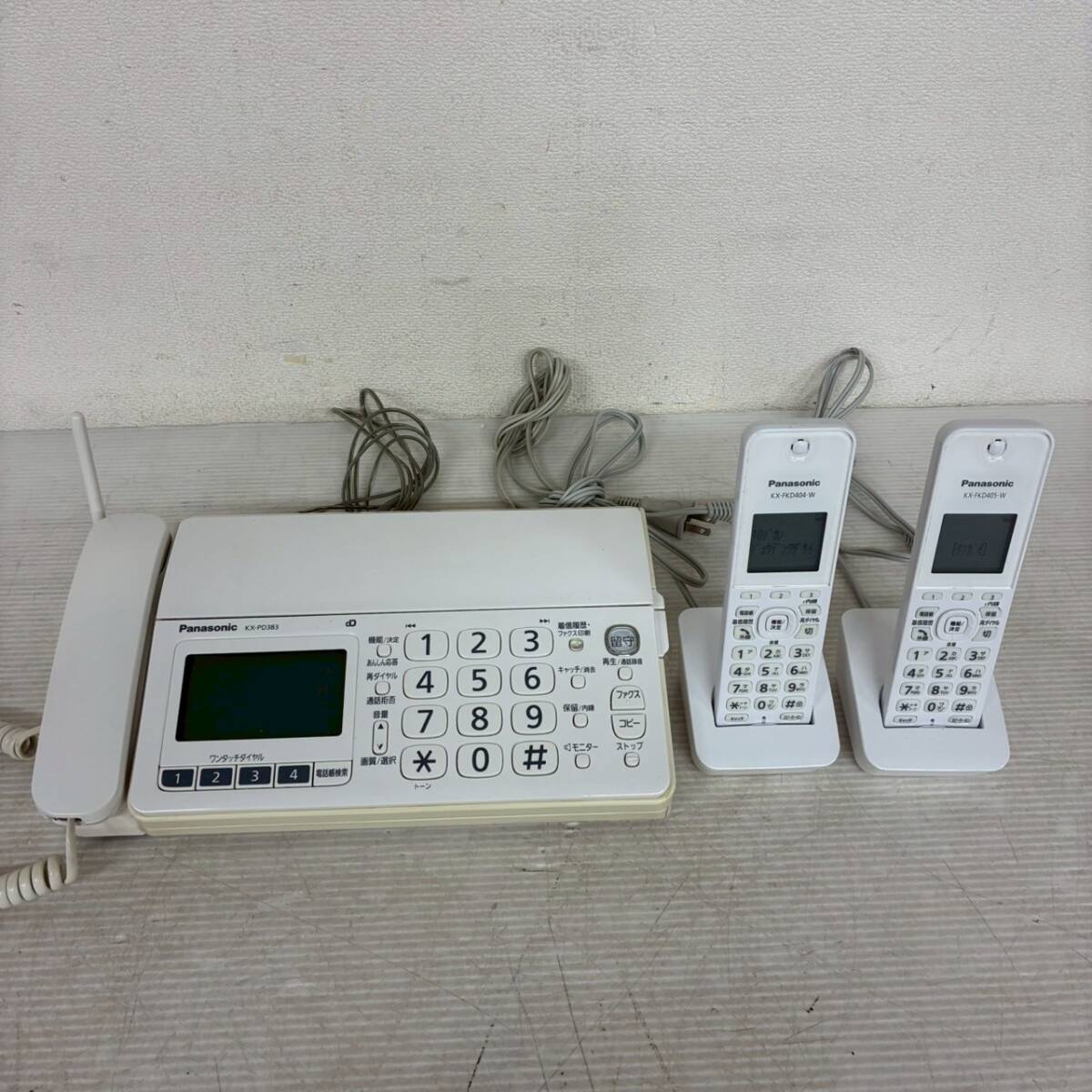 Panasonic パーソナルファックス KX-PD383DLE1 100V 動作確認済 電話機 FAX 子機2台セット ホワイト 電話 パナソニック Y2387拍卖