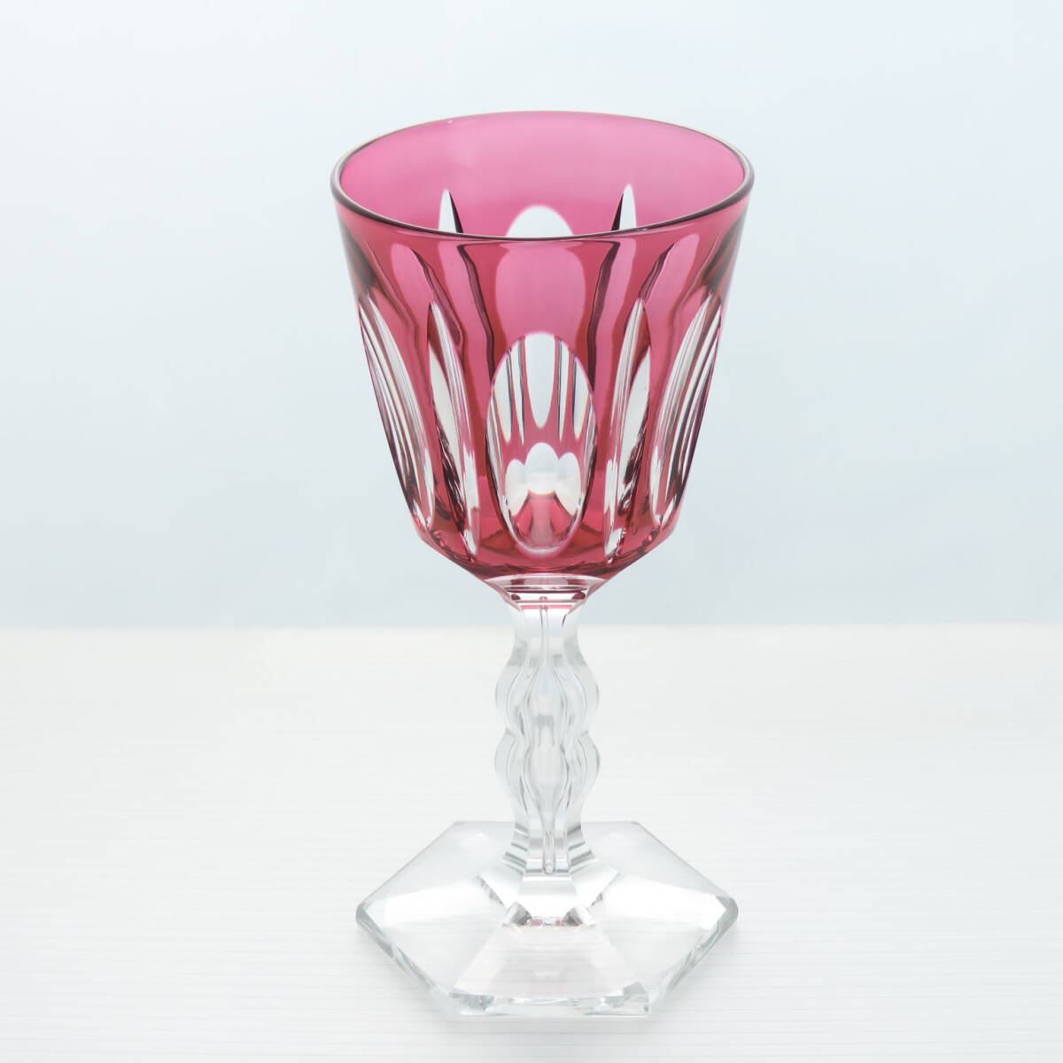 赤いクリスタルの古いリキュールグラス/ワイングラス/ゴブレット/クリスタルガラス/酒器/食器/ディスプレイ/飾り/インテリア雑貨/AL-0502拍卖