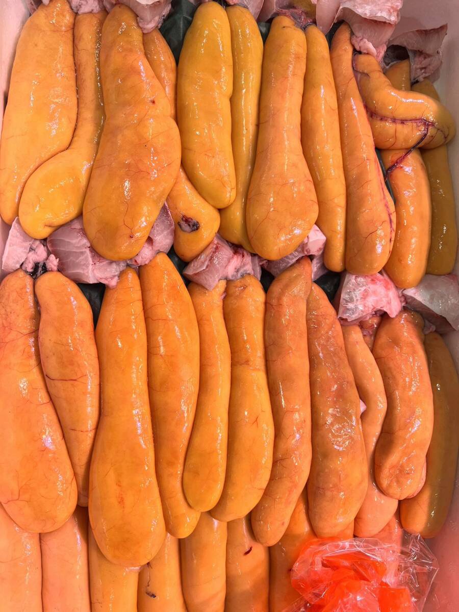 期間限定買い得【超高級食材】 生 カラスミ 500g (1kg約3~8腹) ボラの卵 からすみ 拍卖