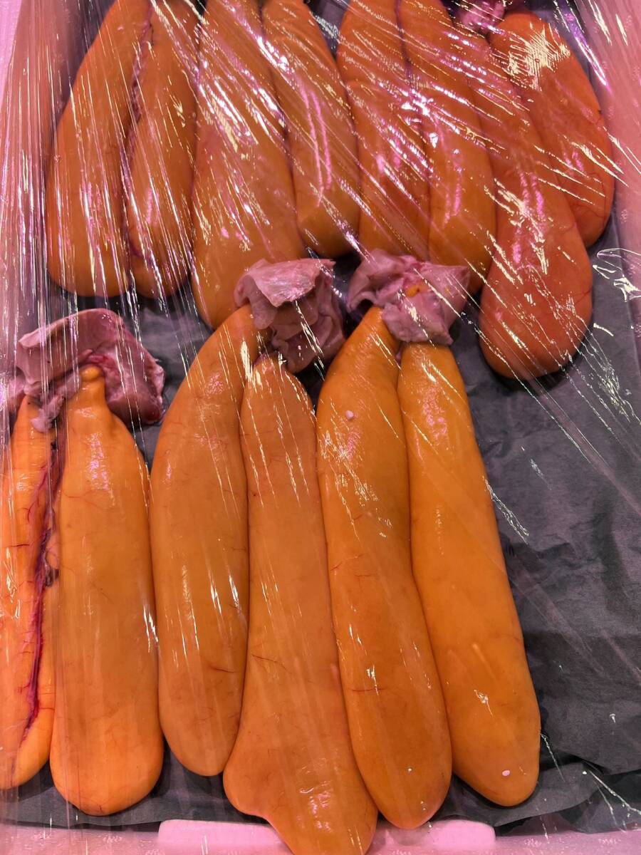 期間限定買い得【超高級食材】 生 カラスミ 1kg(1kg約3~8腹) ボラの卵 からすみ拍卖