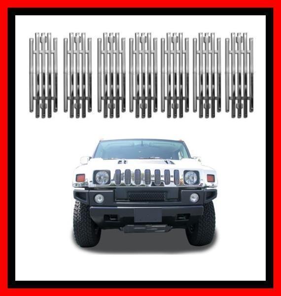 【入手困難/ワイド/クローム】ハマーH2 ビレット インサート フロント グリル 7PC 厚さ6mm H2 ラジエター インナー バーチカル ミラー拍卖