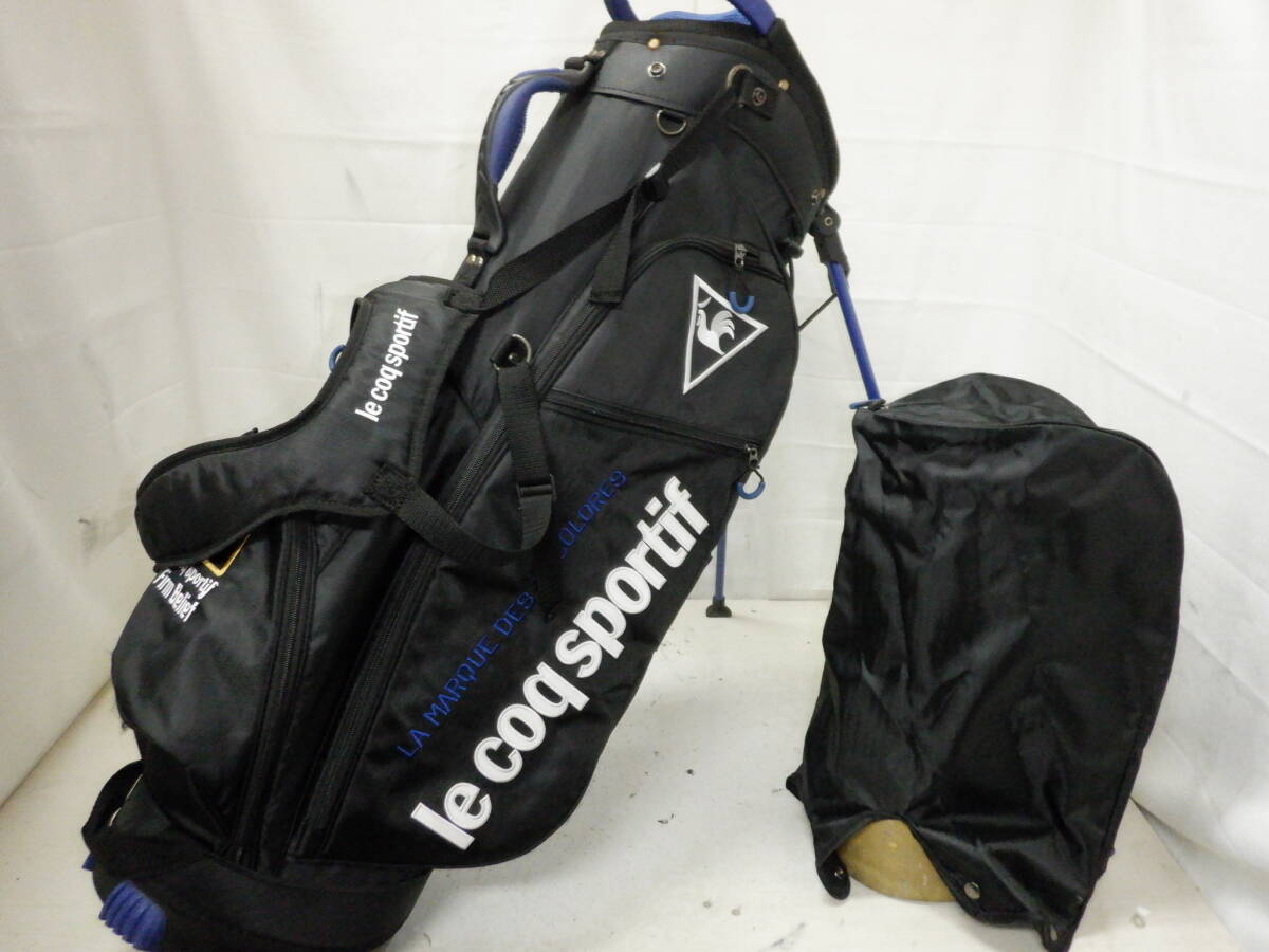 le coq sportif★ルコック★9.0型★軽量★中古★良品★スタンド(BK×BLUE)ゴルフ キャディバック拍卖