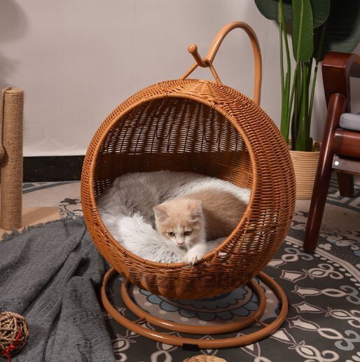 猫小屋籐編み猫ゆりかご四季折々の通気網を水洗いできる赤ペットの巣拍卖