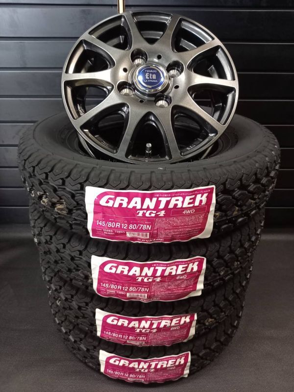 【2025年製】ダンロップ GRANTREK TG4 145/80R12 80/78+TIRADO ETA 4本総額 48000円 車検対応 安心のJWL-T規格拍卖