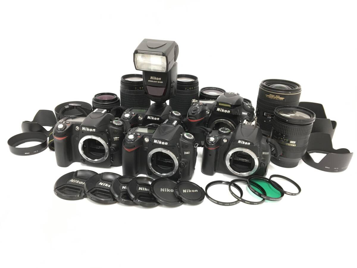☆ Nikon デジタル一眼カメラ まとめ ☆ D5000 + D800 + D90 ×2 + D80 + AF-S 28-70mm/2.8 D + 18-200mm/3.5-5.6 G 他 レンズ5本 ニコン拍卖