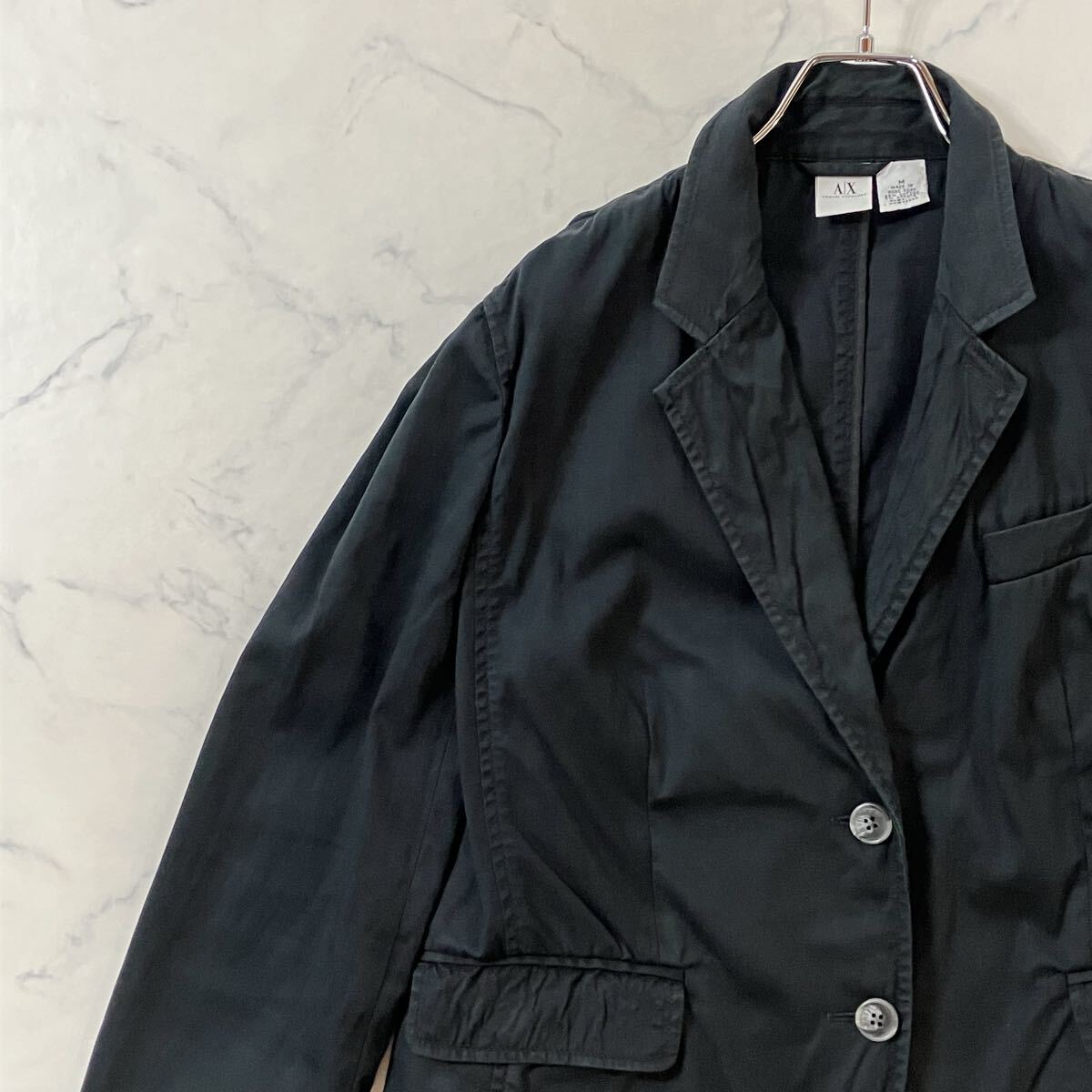 ARMANI EXCHANGE アルマーニ エクスチェンジ ワントーン ストレッチ テーラード ジャケット ブラック M拍卖
