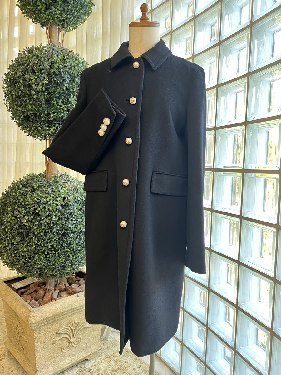 グッチ GUCCI★ 黒 ブラック パールボタン ウール ロングコート 42 美品 ハンガー付き♪拍卖