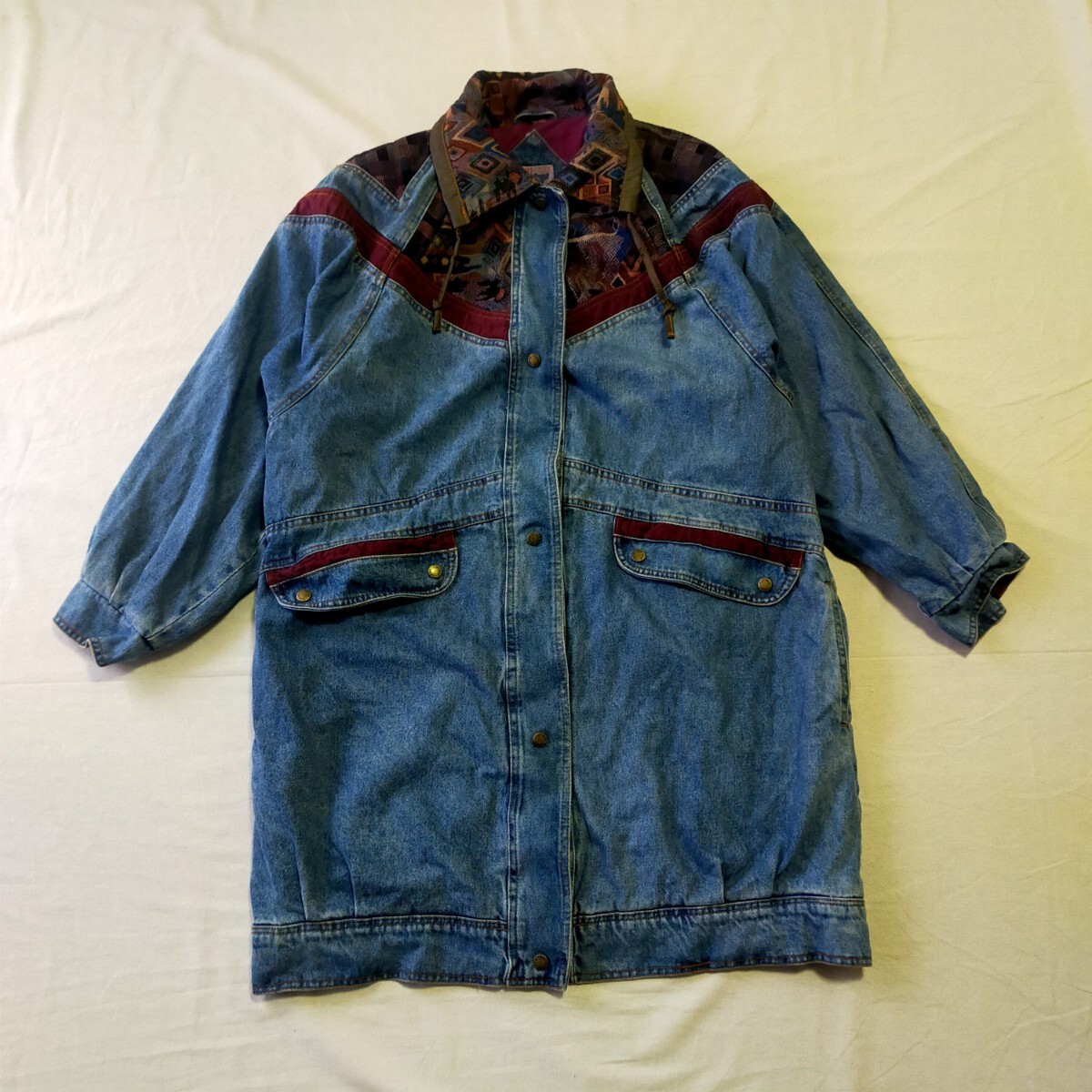 古着 current seen デニムコート カバーオール 90s ゴブラン切り替え拍卖