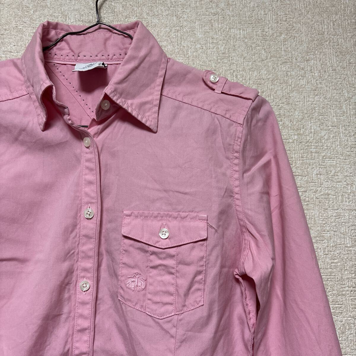 ブルックスブラザーズ BROOKS BROTHERS シャツ ワーク 長袖 無地 2 ピンク レディースMサイズ相当拍卖