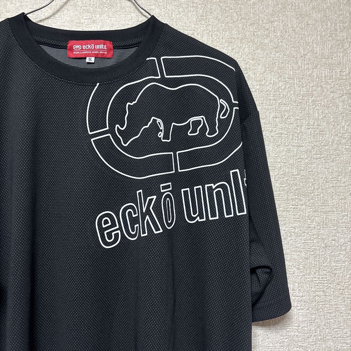 美品 【ビッグサイズ】 ecko unltd エコーアンリミテッド Tシャツ 5L 吸水速乾 メッシュ生地 黒拍卖