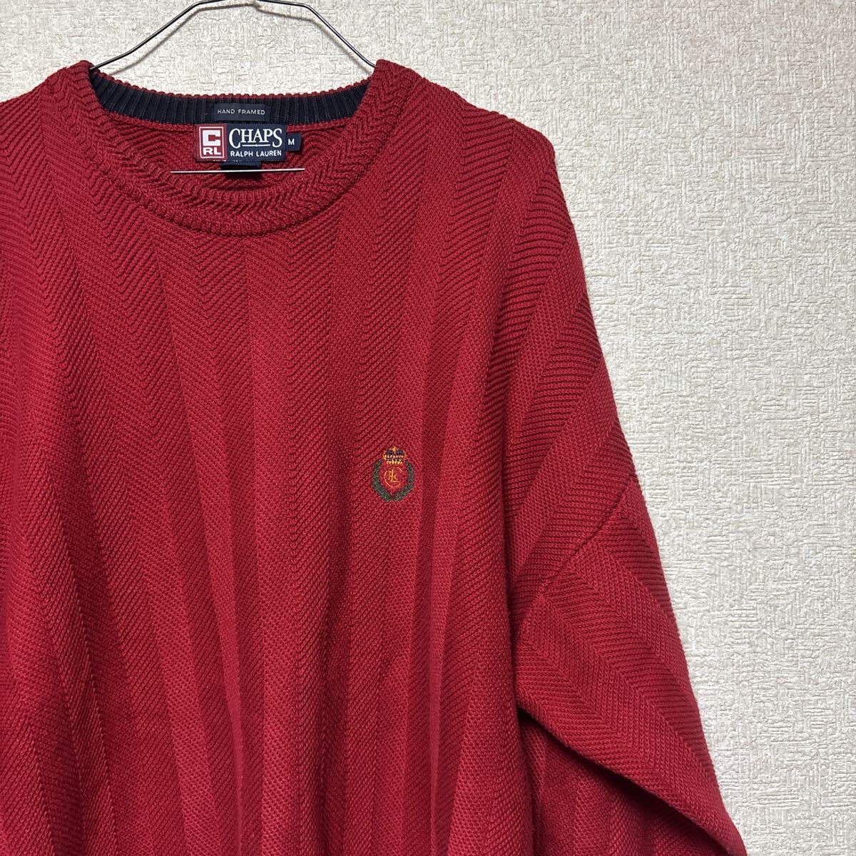 90s 【ビッグシルエット】 CHAPS RALPH LAUREN チャップス ラルフローレン 100%cotton メンズMサイズ コットンニットセーター拍卖