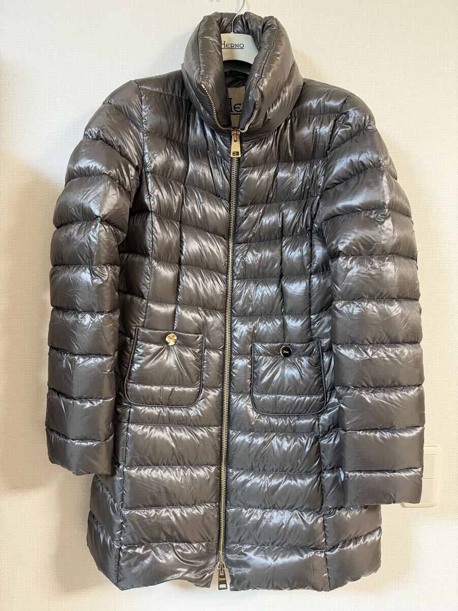 ヘルノ HERNO ダウンコート ロング グレー 44サイズ モンクレール拍卖