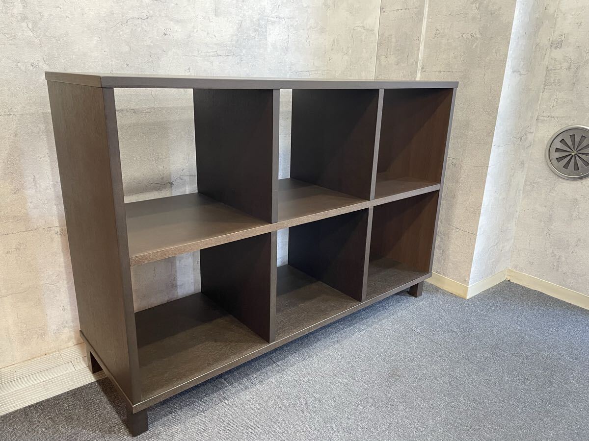 美品 MUJI 無印良品 タモ材 3列2段 オープンシェルフ ブックシェルフ 本棚 飾り棚 キッチンボード ブラウン拍卖