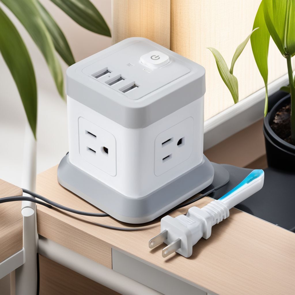 延長コード USB電源タップ キューブ型 4AC 3USB 1.5m アース付拍卖