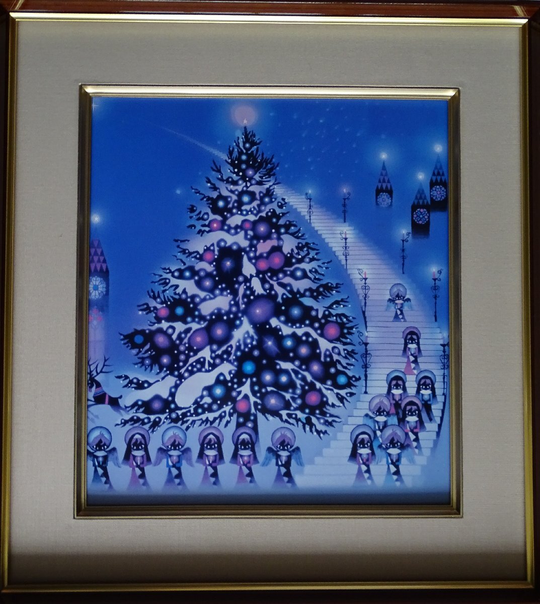 ・作者:藤城清治・画題:天使のうたごえ・技法:色紙絵(複製)NO6-1-8.8拍卖