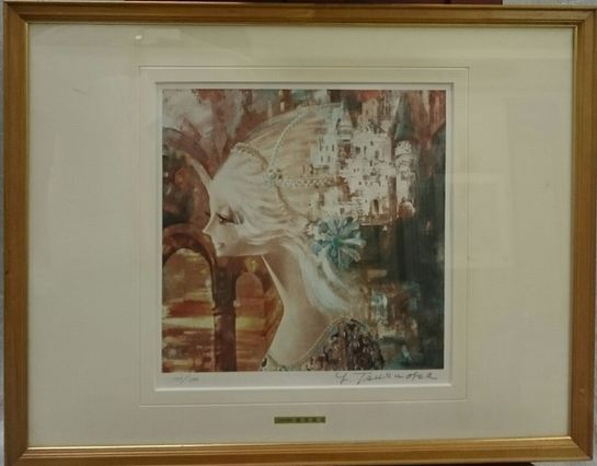 ・作者:鶴岡義雄 ・画題:「マドモアゼル」・技法:リトグラフ限定品(162/280)(A1-HIO-R4-6-20-18.5)拍卖