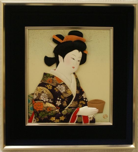 ・作者名: 峰山 作品 ・画題:「美人画」・技法:(絹つまみ絵)〈143〉(A1-HIO-R4-6-26-9.8)拍卖