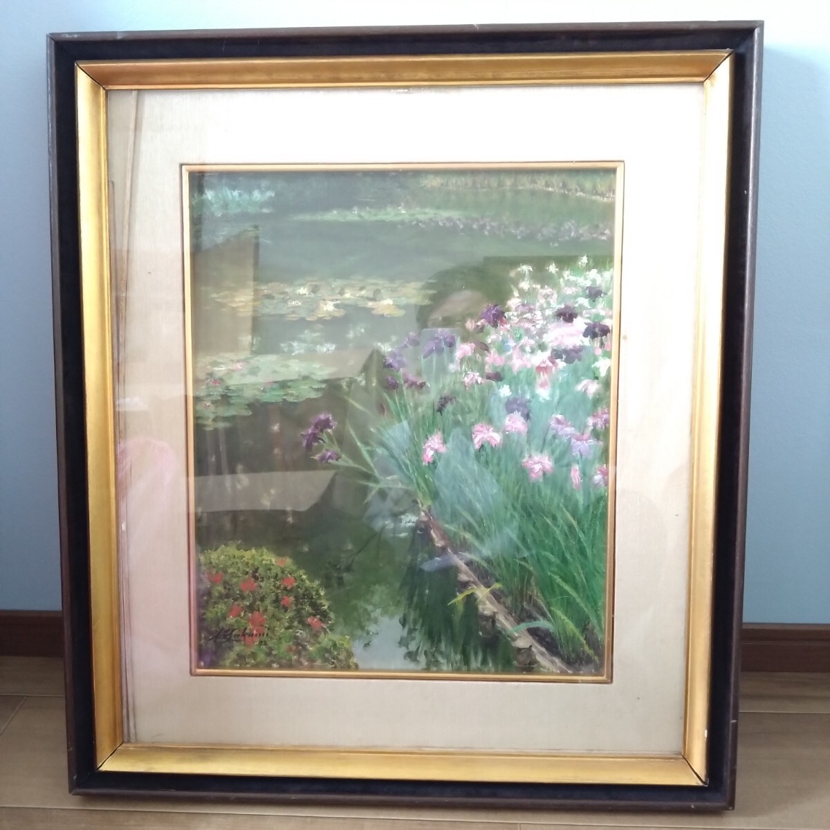 ■模写 作者不明 睡蓮/スイレン F8油彩画 油絵自然 風景画 額縁拍卖