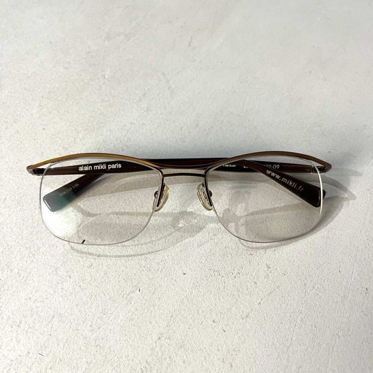 alain mikli paris 眼鏡 メガネ アランミクリ ハンドメイド フランス製 A0422-09 度入り メタルフレーム 【レターパックプラス郵送可】#63拍卖