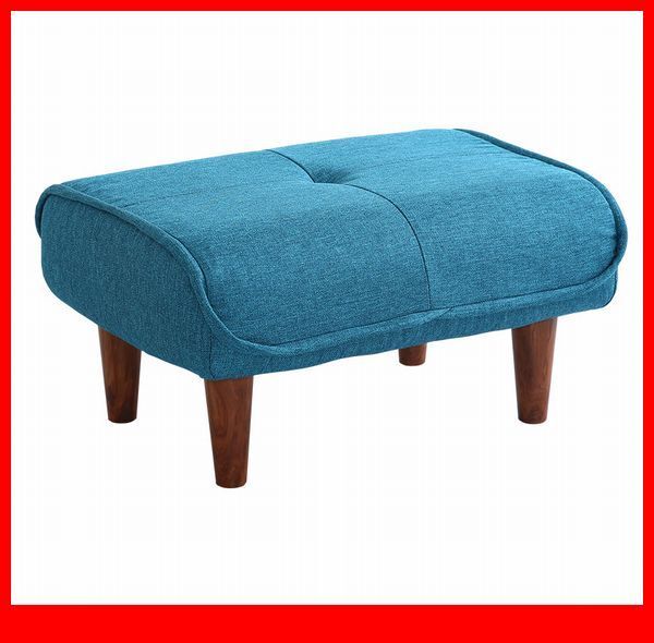オットマン★ソファ オットマン/布地 ポケットコイル/ロータイプ サイドテーブル スツールにも/日本製 完成品/ターコイズブルー/a6拍卖