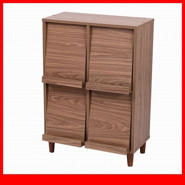 キャビネット★新品/Adatto 4フラップ/フラップ扉-本棚 ディスプレイラック 多目的収納/ブラウン/a1拍卖