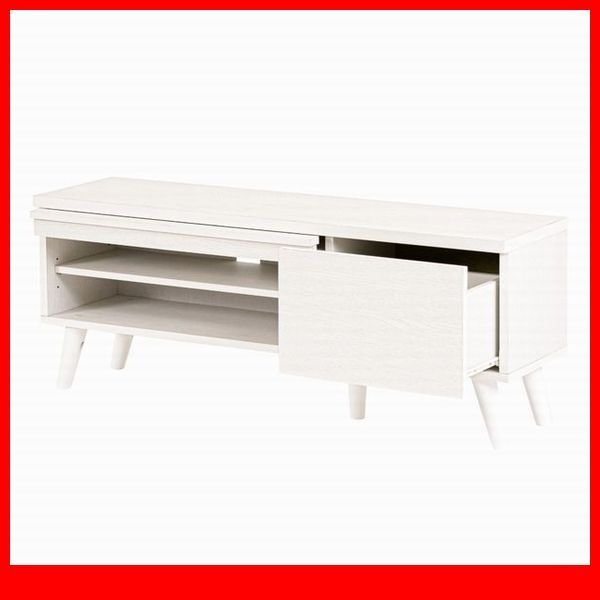 テレビ台★新品/コンパクトモダンテレビ台/幅105cm 40型 北欧風 隠す収納 魅せる収納 フラップ扉 可動棚 背面化粧/白家具 ホワイト/a3拍卖