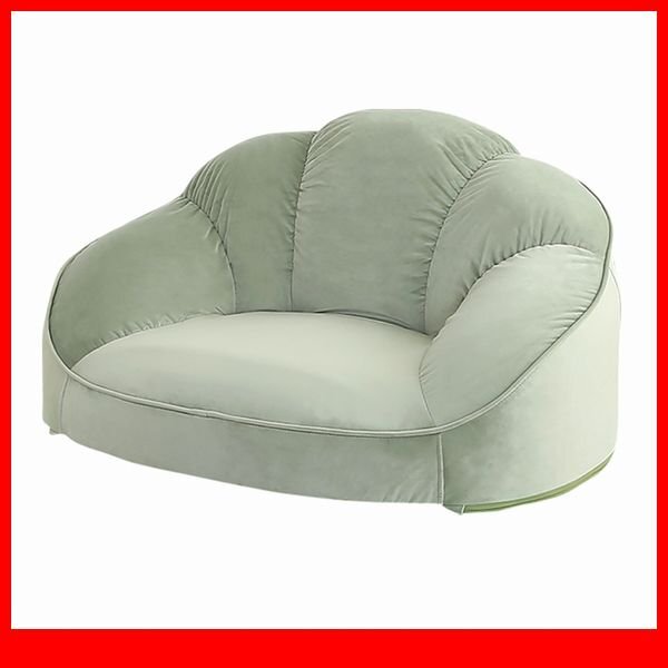 ソファ★新品/大人かわいいインテリア ローソファ 1人掛け/キュートなフォルム コンパクト ベロア調生地 安心の日本製/グリーン/a2拍卖