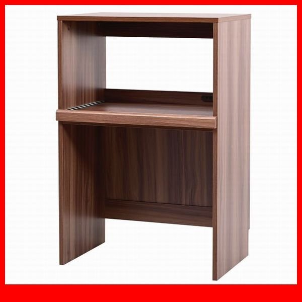 レンジ台★新品/ゴミ箱上レンジ台 ラック/コンパクト 幅60cm コンセント付き 背面化粧 汚れに強いPVC加工/ブラウン/a3拍卖