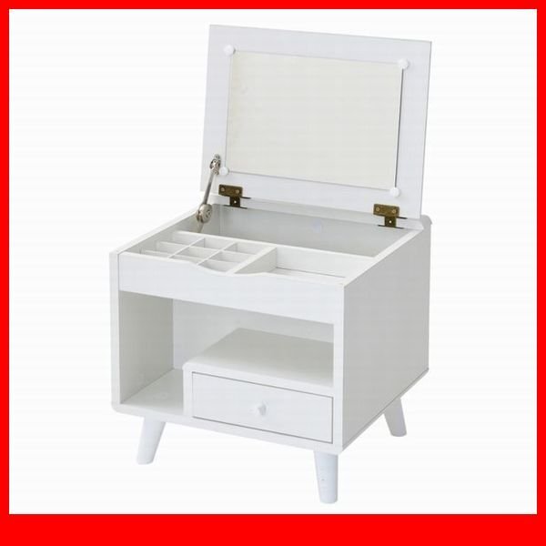 鏡台 ドレッサー★新品/一人暮らしに寄り添う ドレッサー/北欧風 コンパクト 幅45cm 機能多数 背面化粧/ホワイト/a4拍卖