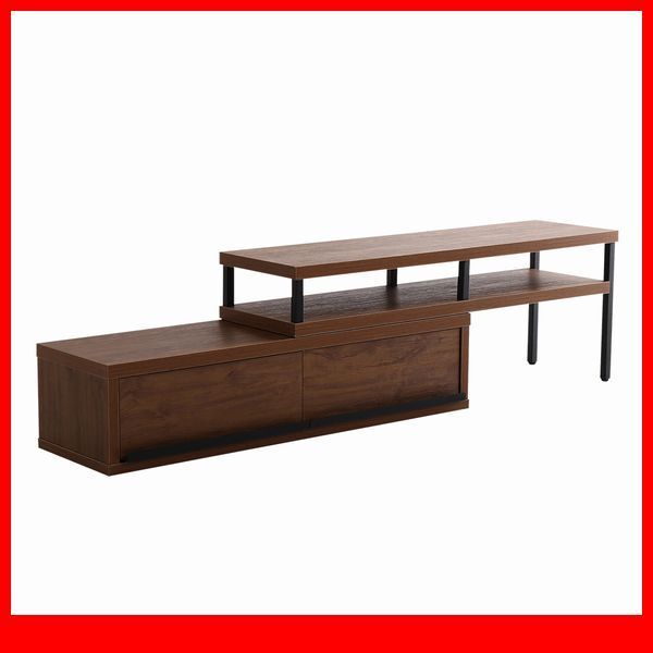 テレビ台★ヴィンテージ伸縮テレビ台/完成品/ロータイプ W100.5~190伸縮 回転 コーナーにも/40インチ/ウォールナット ブラウン系/特価/a3拍卖