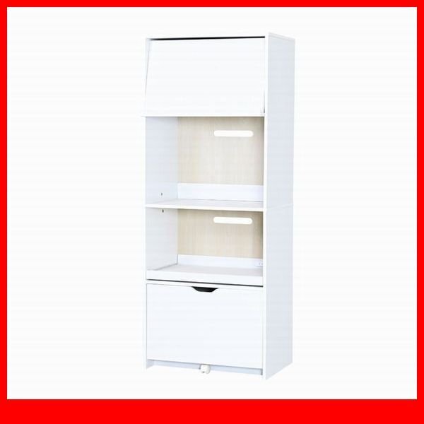 レンジ台★新品/コンパクト 幅60cm レンジ台/オープンラック フラップ扉 スライド 引き出し収納 コンセント付 背面化粧/白 ナチュラル/a3拍卖