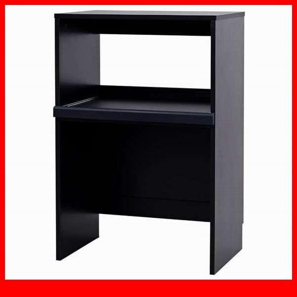 レンジ台★新品/ゴミ箱上レンジ台 ラック/コンパクト 幅60cm コンセント付き 背面化粧 汚れに強いPVC加工/ブラック/a1拍卖