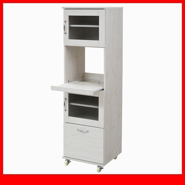 食器棚★スリム キッチンラック レンジ台タイプ H156cm/コンパクト/食器棚 家電収納ラック ワゴン/ホワイト 白家具/限定 特価/FLLA-0066/a3拍卖