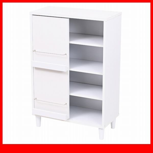 キャビネット★新品/Adatto スライド扉&オープン/本棚 ディスプレイラック 多目的収納 可動棚/人気の白家具 ホワイト/a3拍卖