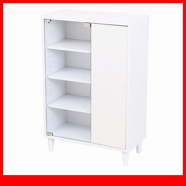 キャビネット★新品/Adatto ガラス&扉/本棚 食器棚 ディスプレイラック 多目的収納 可動棚/人気の白家具 ホワイト/a3拍卖