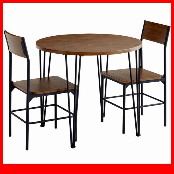 ダイニングセット★新品/円形ダイニング3点セット/80cm幅テーブル 椅子×2/コンパクト 木目調 濃茶/ウォールナット/a3拍卖