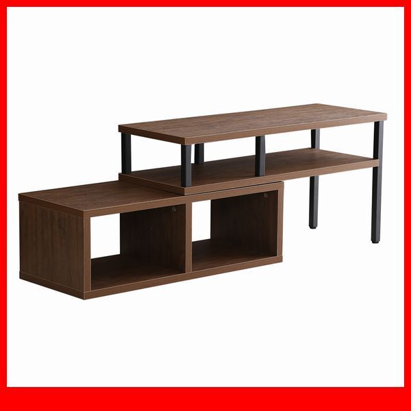 テレビ台★ヴィンテージ伸縮テレビ台/ロータイプ コンパクト W75~135伸縮 回転 コーナーにも/32インチ/ウォールナット ブラウン系/特価/a3拍卖